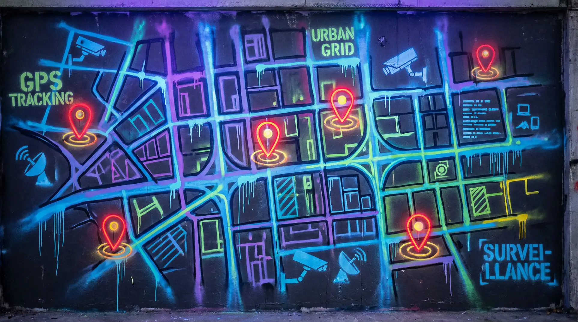 我爱操 狗仔追踪地图 - 城市涂鸦风格